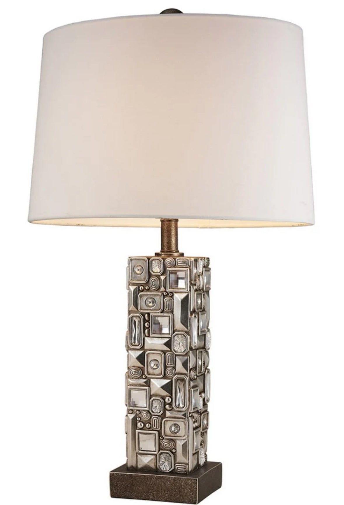28" Tall Polyresin Table Lamp with Abstract Mirror Design