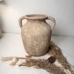 Rustic Minimalist Textured Hand-painted 10.5" tall - Brown wash