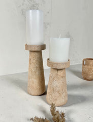 Set of 2 Rustic Handmade Terracotta Shade Candle Holder 9’’ and 7’’ tall