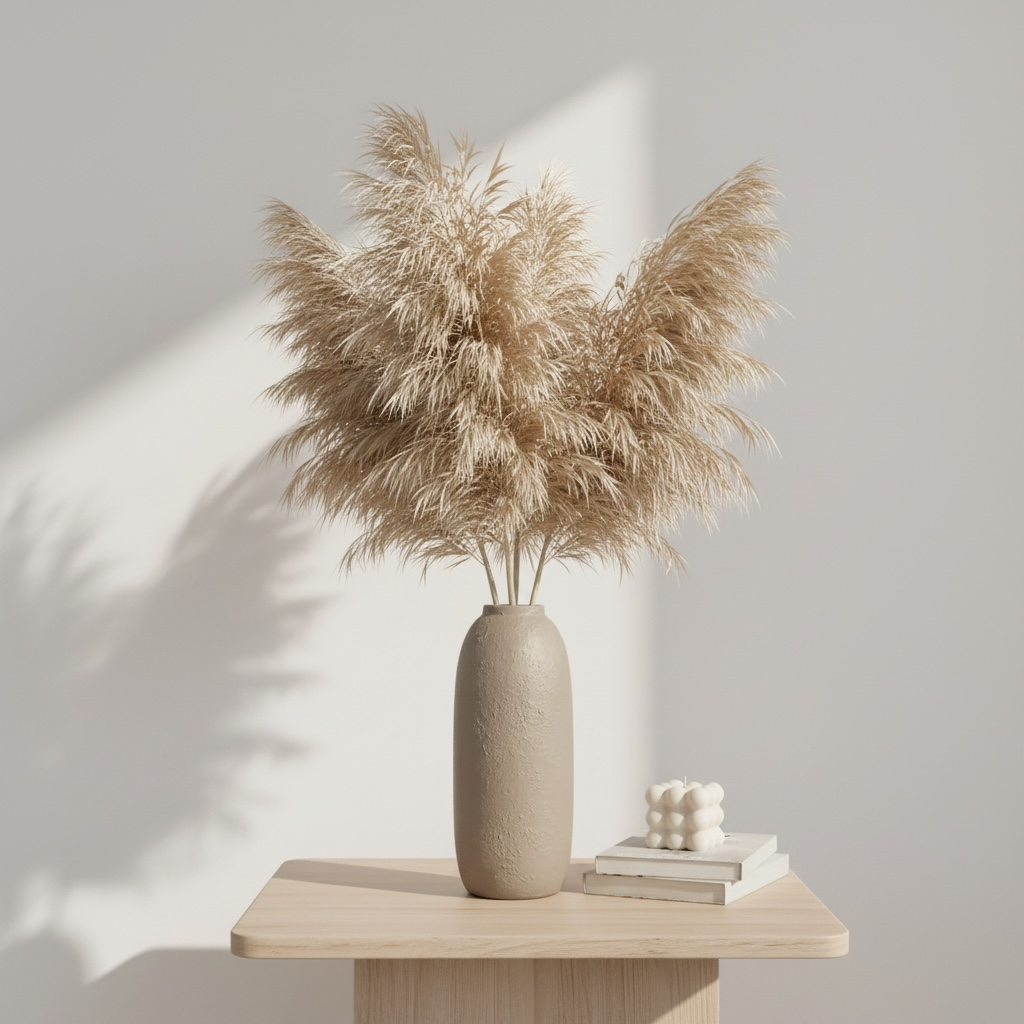 Minimalist Textured Ceramic Tan Beige Vase 12"