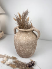 Rustic Minimalist Textured Hand-painted 10.5" tall - Brown wash