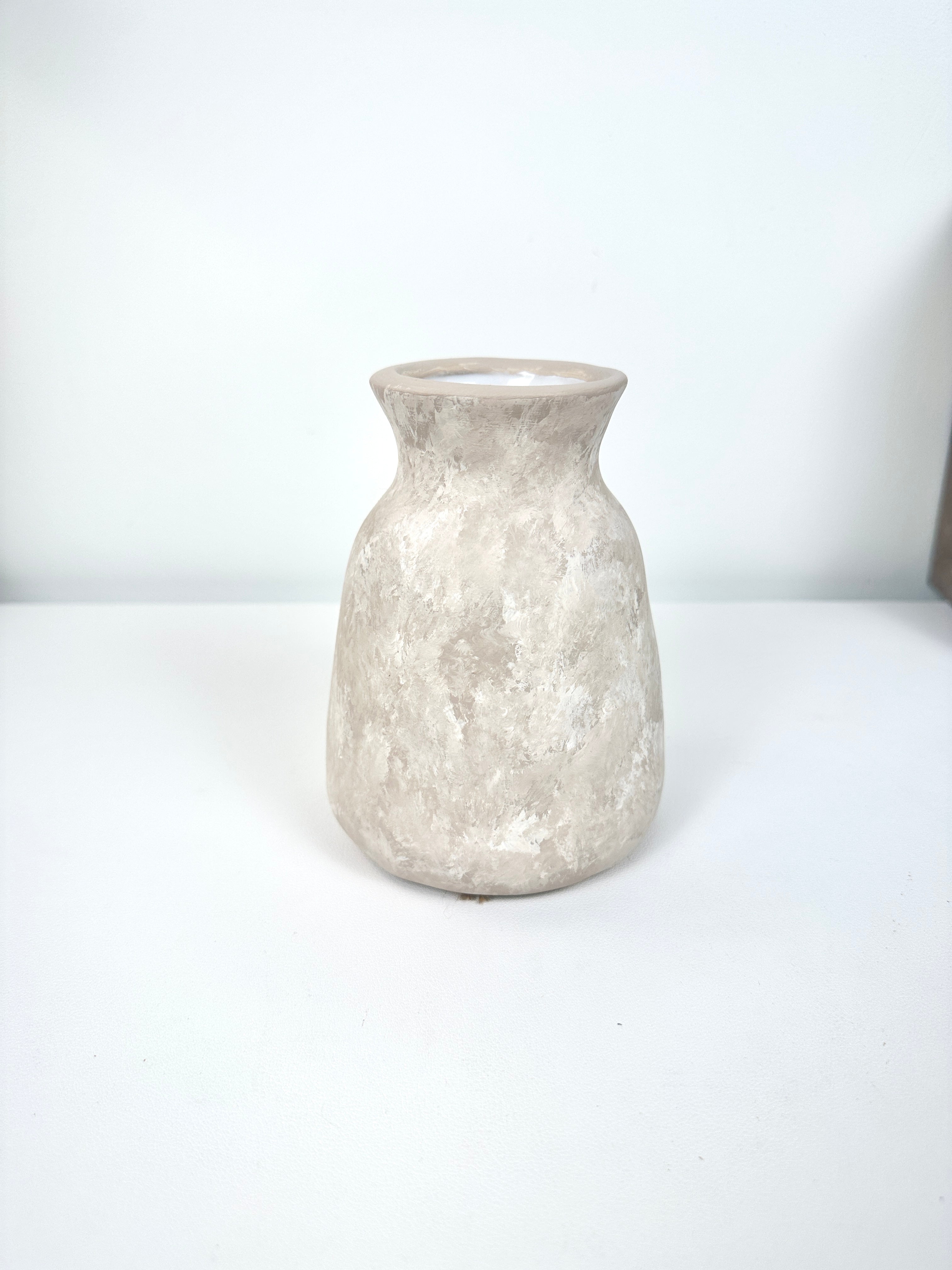 Set of 4 (3 small vases + 1 tray) - Beige and whitewashed