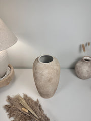 Minimalist Modern Ceramic Vase 12" tall - Hand-Painted light brown beige washed