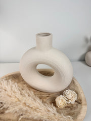 Minimalist Donut Ceramic Vase 9.5" Cream