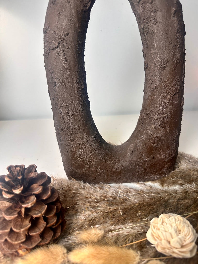 Rustic Tree Style Wood Vase Textured Handcrafted 14" tall - Dark Brown