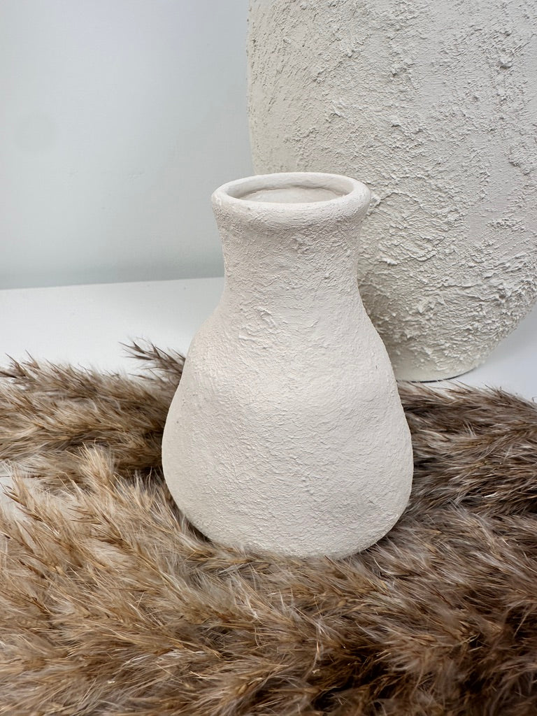 Set of 3 minimalist vases - hand painted and textured - off white