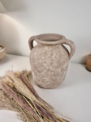 Rustic Minimalist Textured Hand-painted 10.5" tall - Beige washed