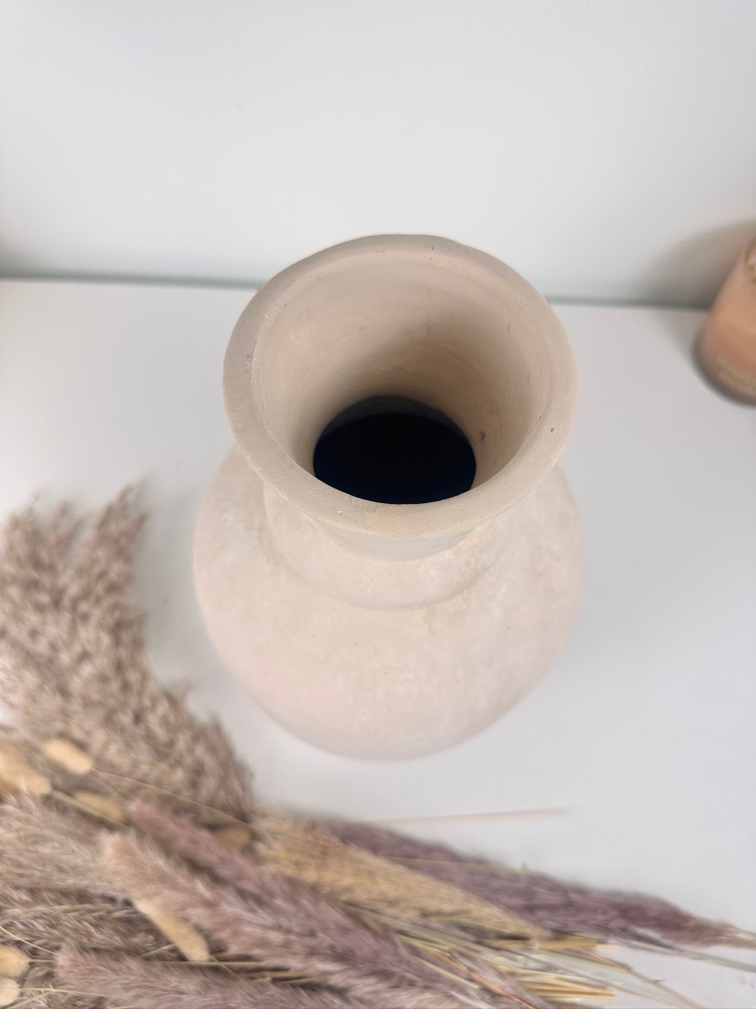 Roman Style Vase Hand-Painted 12" tall - Cream Sand washed