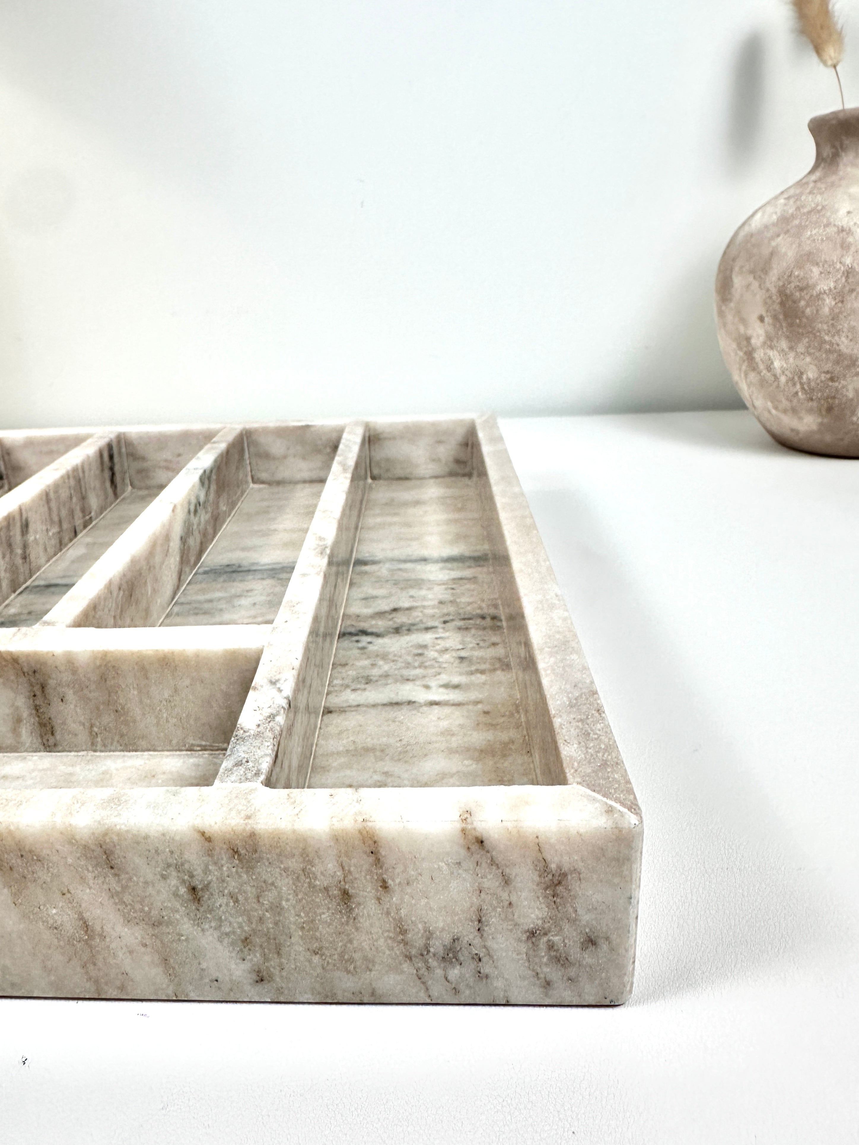 Luxury Marble Silverware/ Jewelry Tray Light Beige 13x11x1.8“