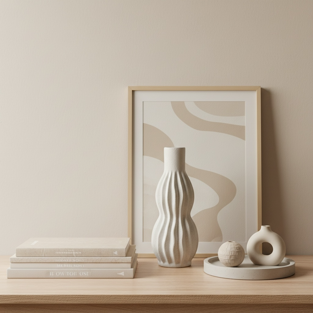 Minimalist Modern Ceramic Stripes Vase - White 14"