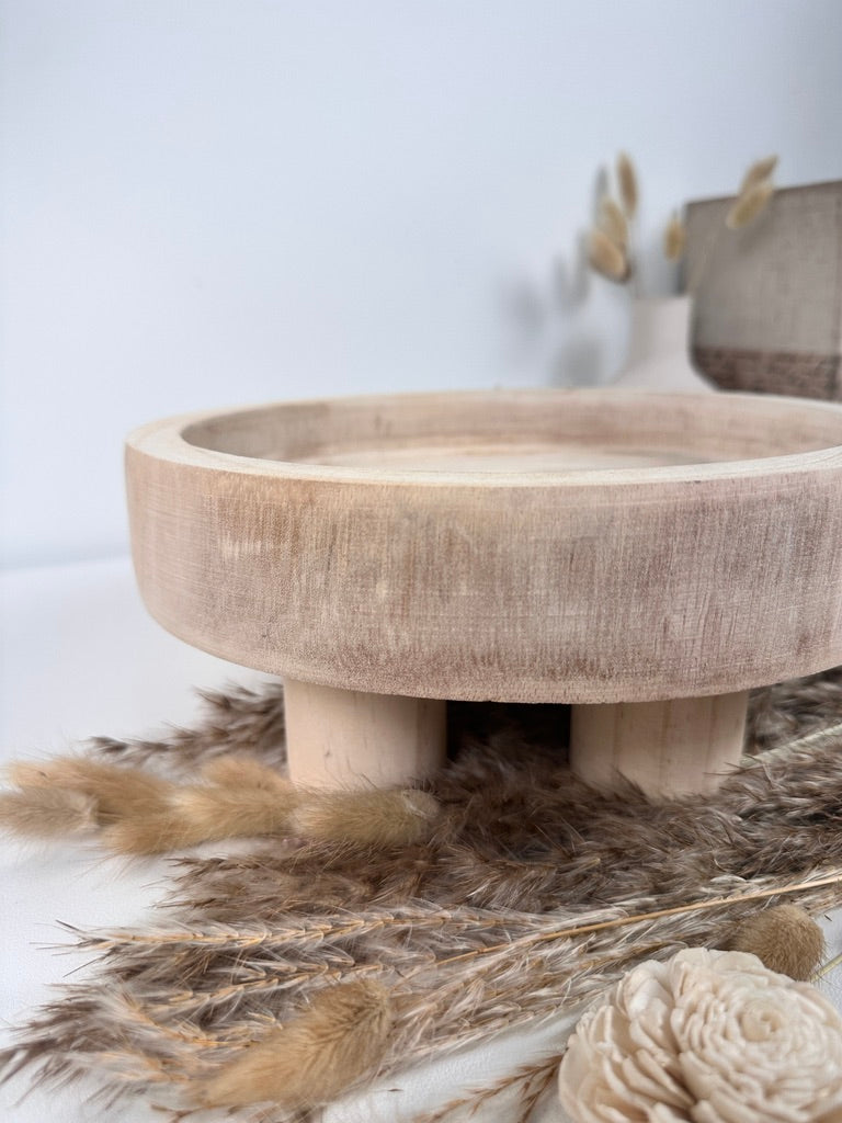 Boho Minimalist Rustic Paulownia Wood Tray 10" long- Beige