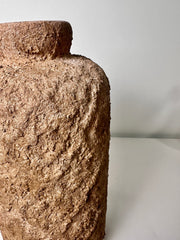 Rustic Minimalist Textured Hand-Painted Ceramic Vase 12" - Espresso Brown