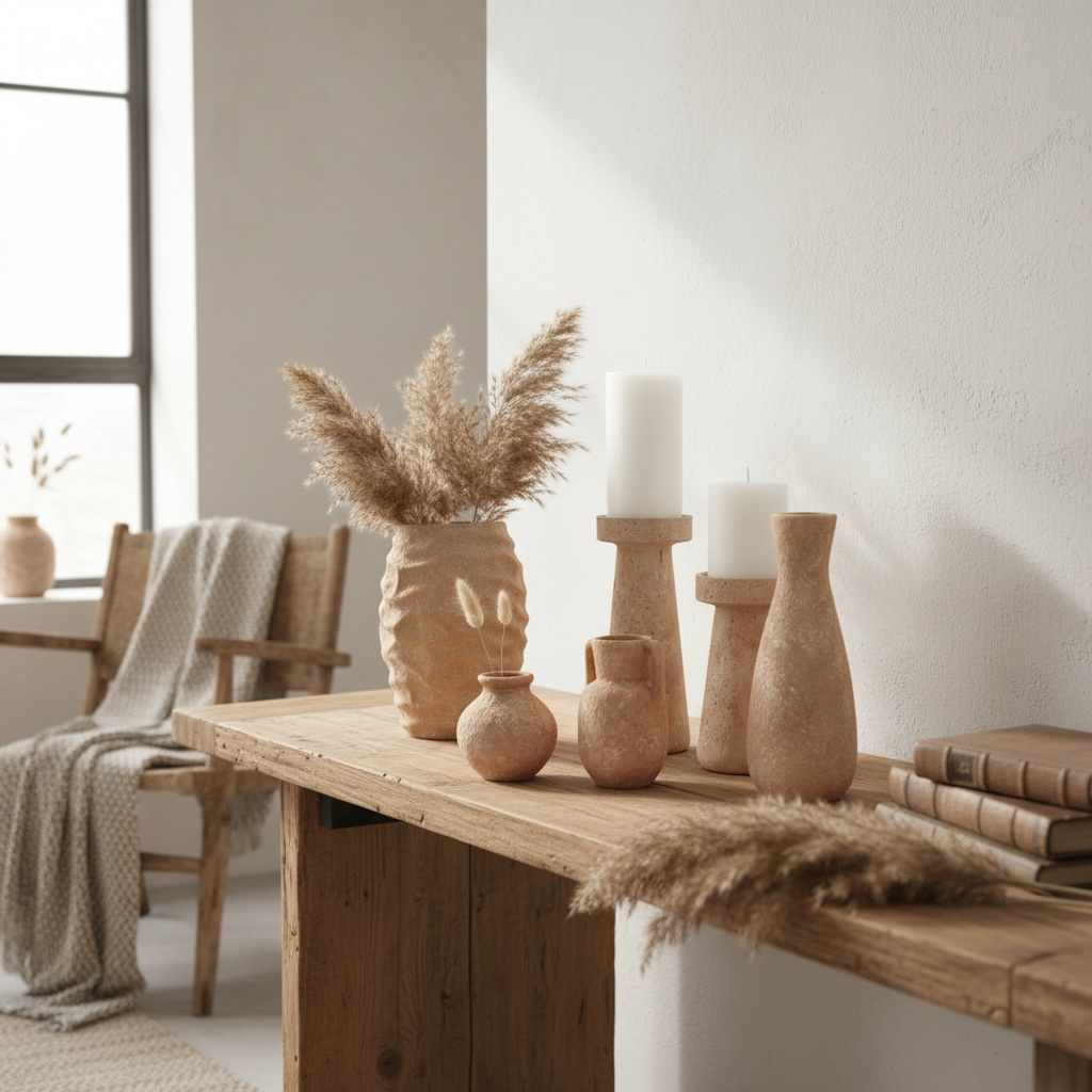 Set of 2 Rustic Handmade Terracotta Shade Candle Holder 9’’ and 7’’ tall