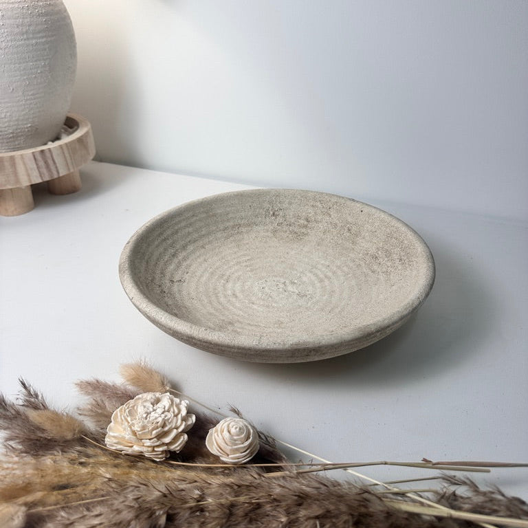 Organic Stone Decorative Tray 12x12x3’’ - Beige