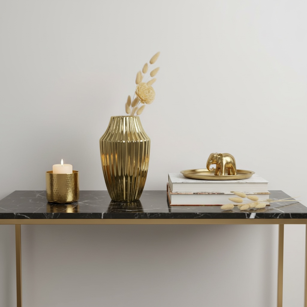 Luxury Gold Ceramic Vase with stripes 12"