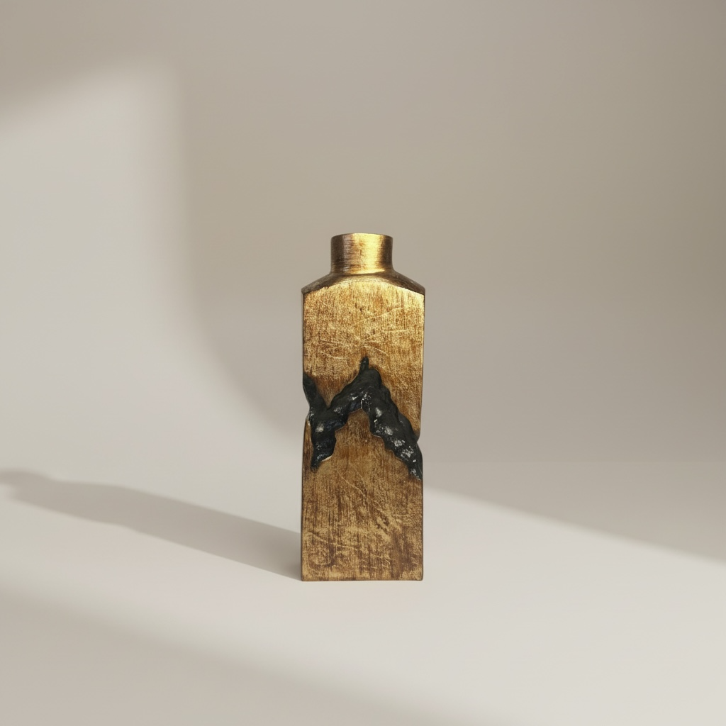 Sculptural Metal Bronze Black Tree Style Vase