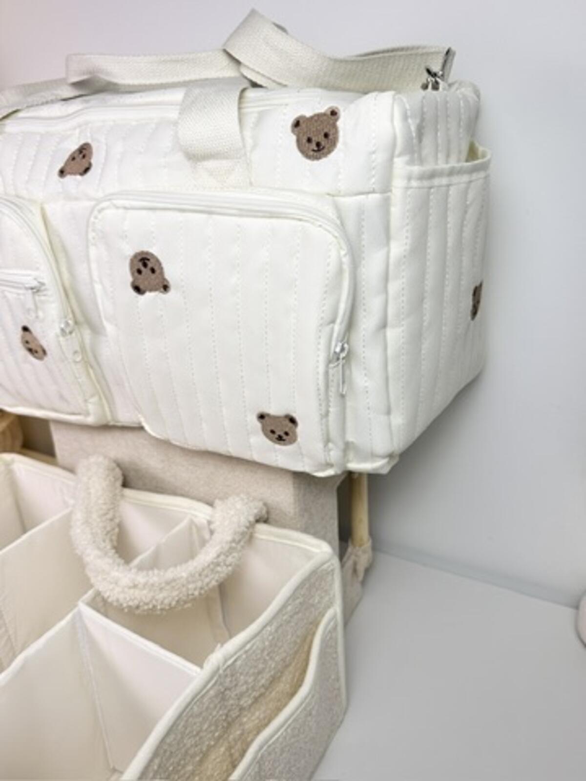 Set of 2 Duffel Bag and Caddy Diaper for Baby Essentials - Cream