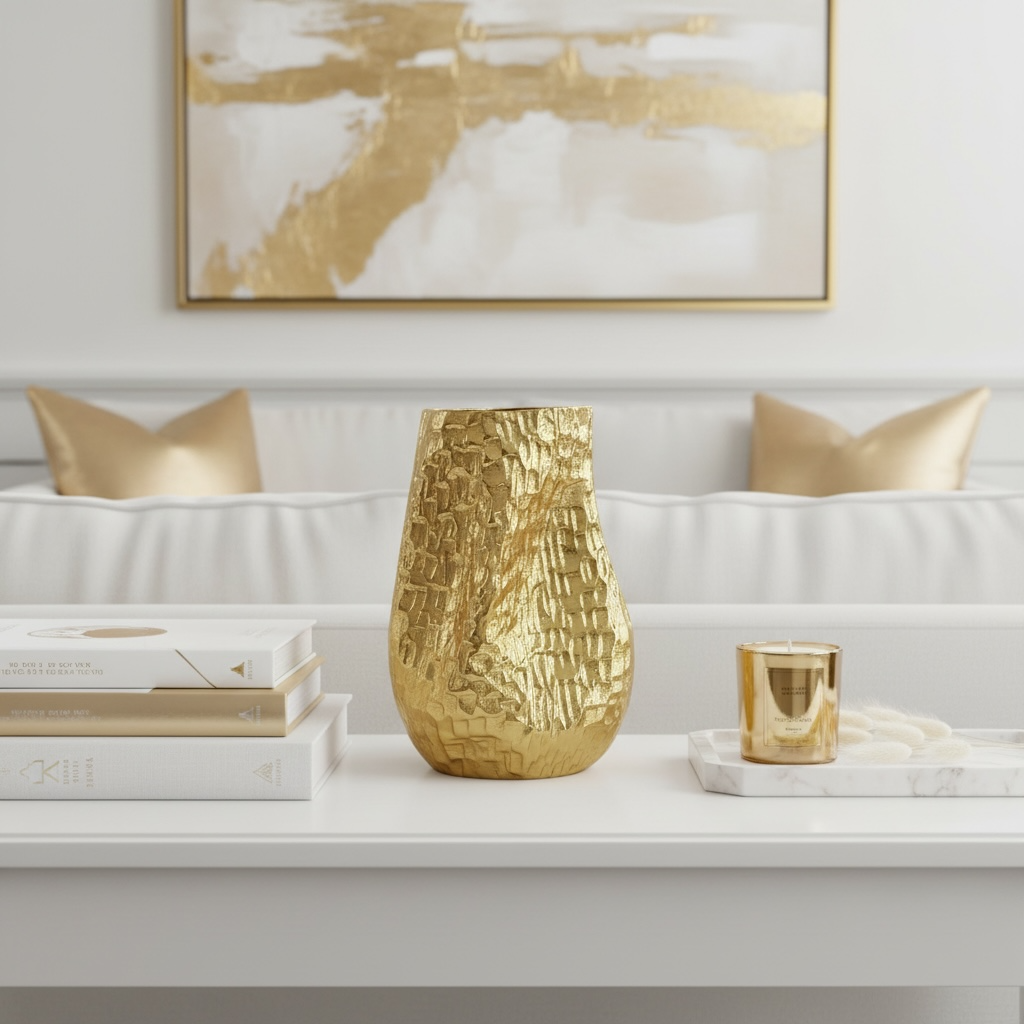 Modern Contemporary Gold Vase Shape 10"