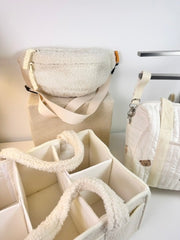 Set of 3 Stroller Bag, Crossbody Bag and Caddy Diaper Bag for Baby Essentials - Cream