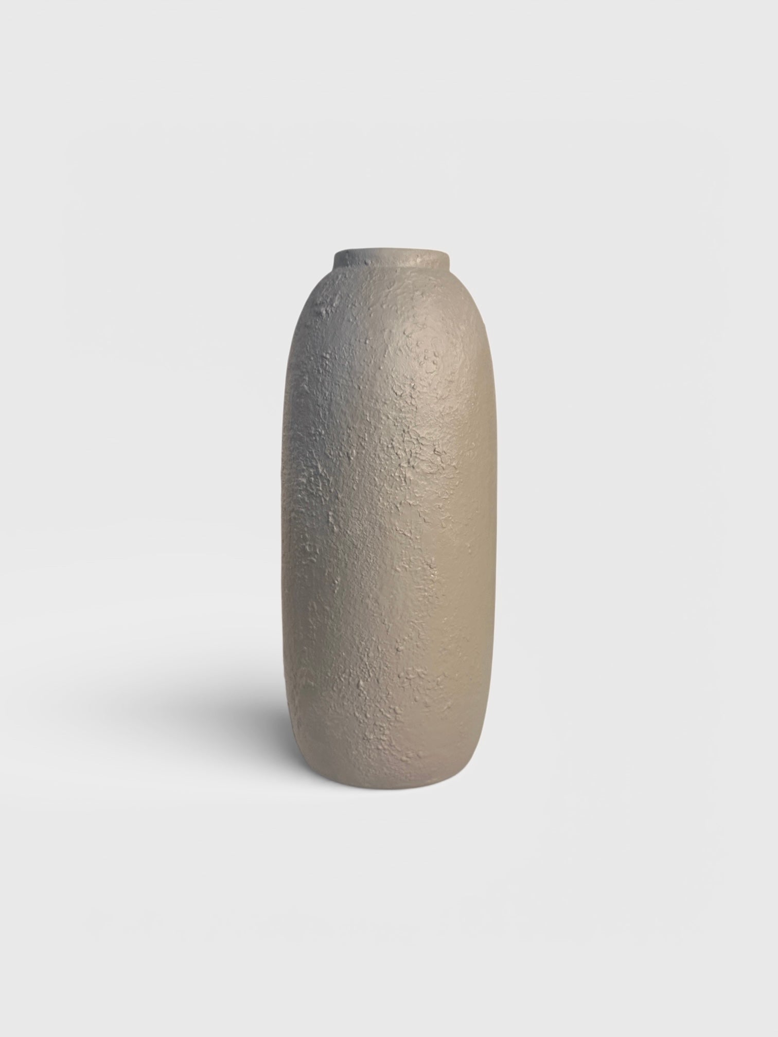 Minimalist Textured Ceramic Tan Beige Vase 12"