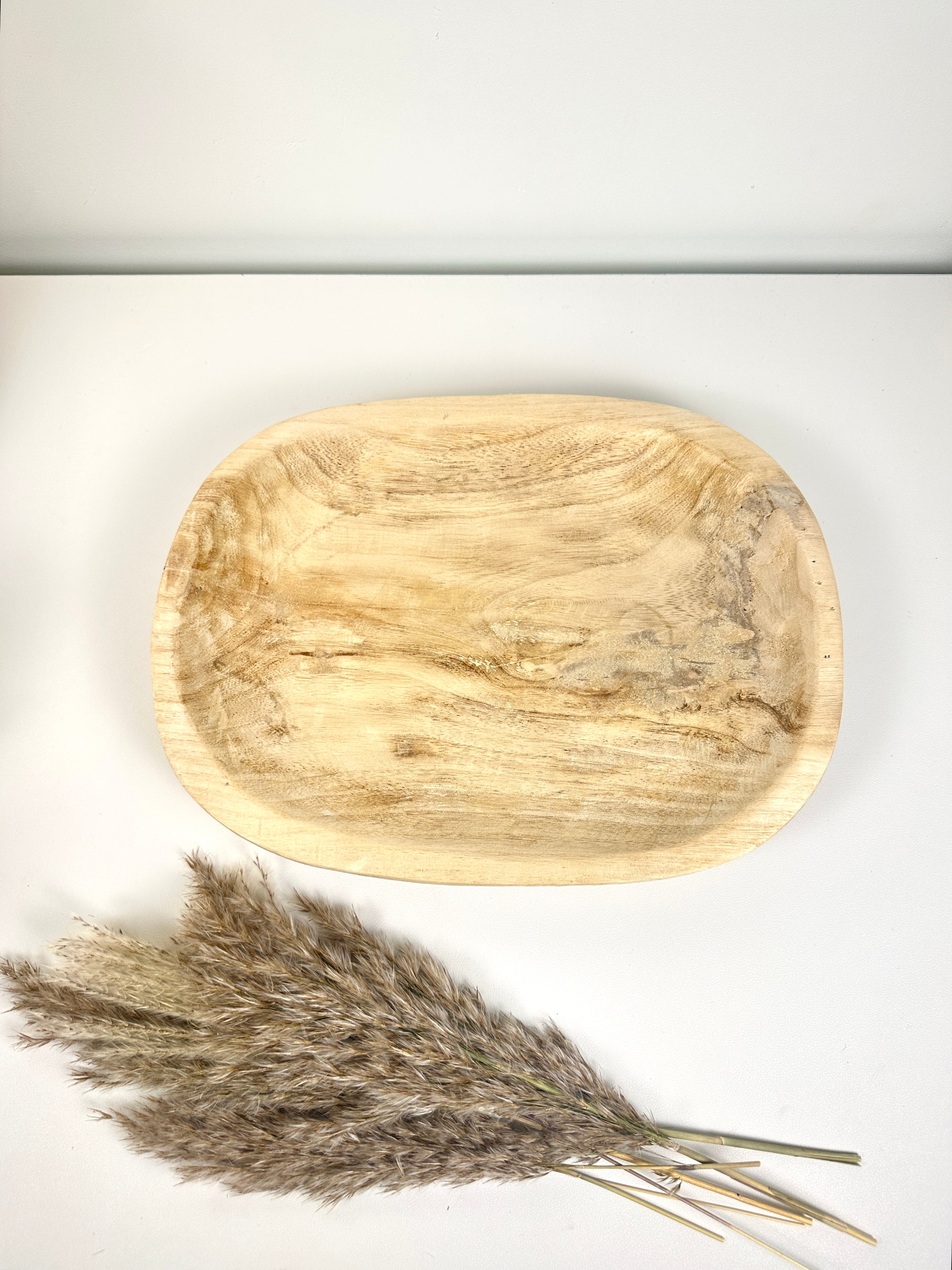 Boho Chic Paulownia Square Decorative Tray 14.5" long