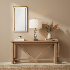 28" Tall Polyresin Table Lamp with Abstract Mirror Design