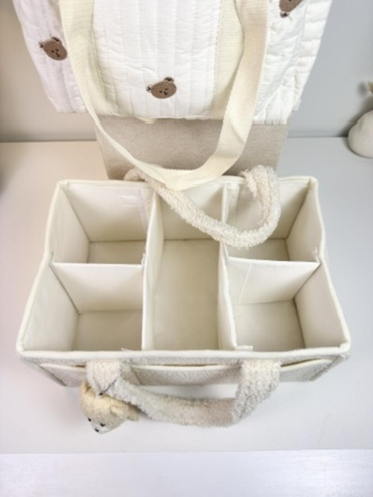 Set of 2 Stroller Bag and Caddy Diaper Bag for Baby Essentials - Cream