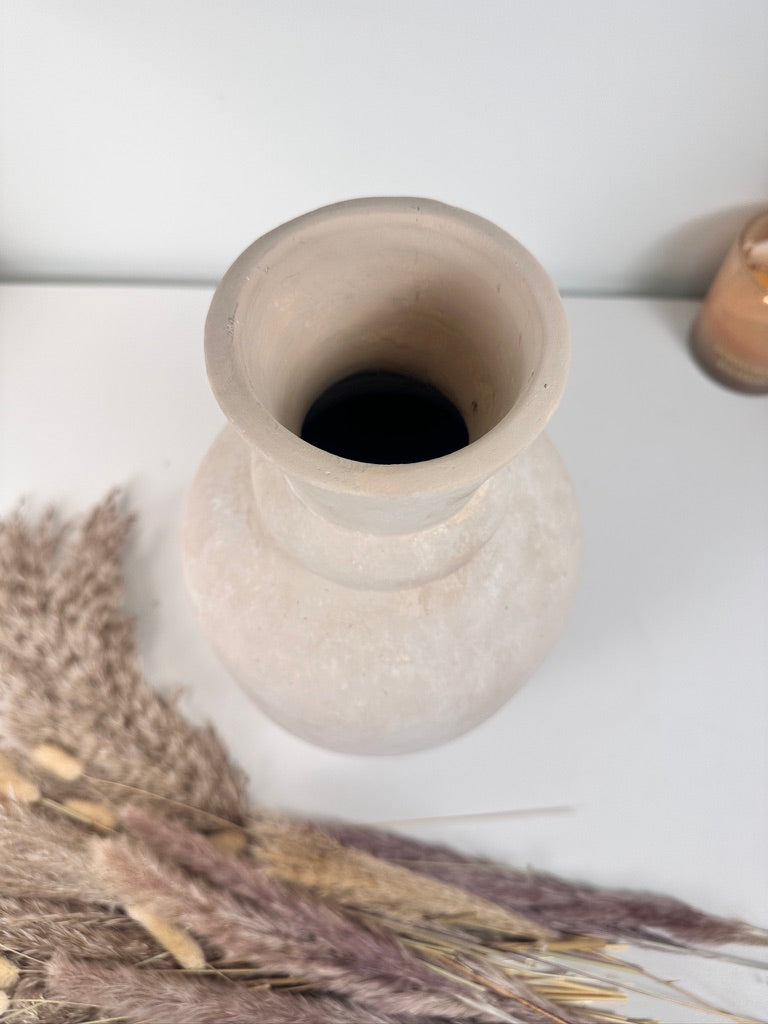 Roman Style Vase Hand-Painted 12" tall - Cream Sand washed