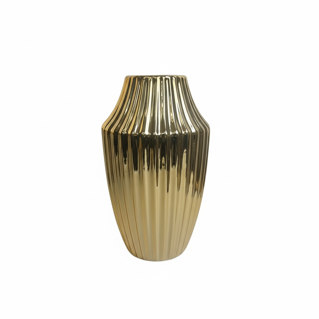 Luxury Gold Ceramic Vase with stripes 12"