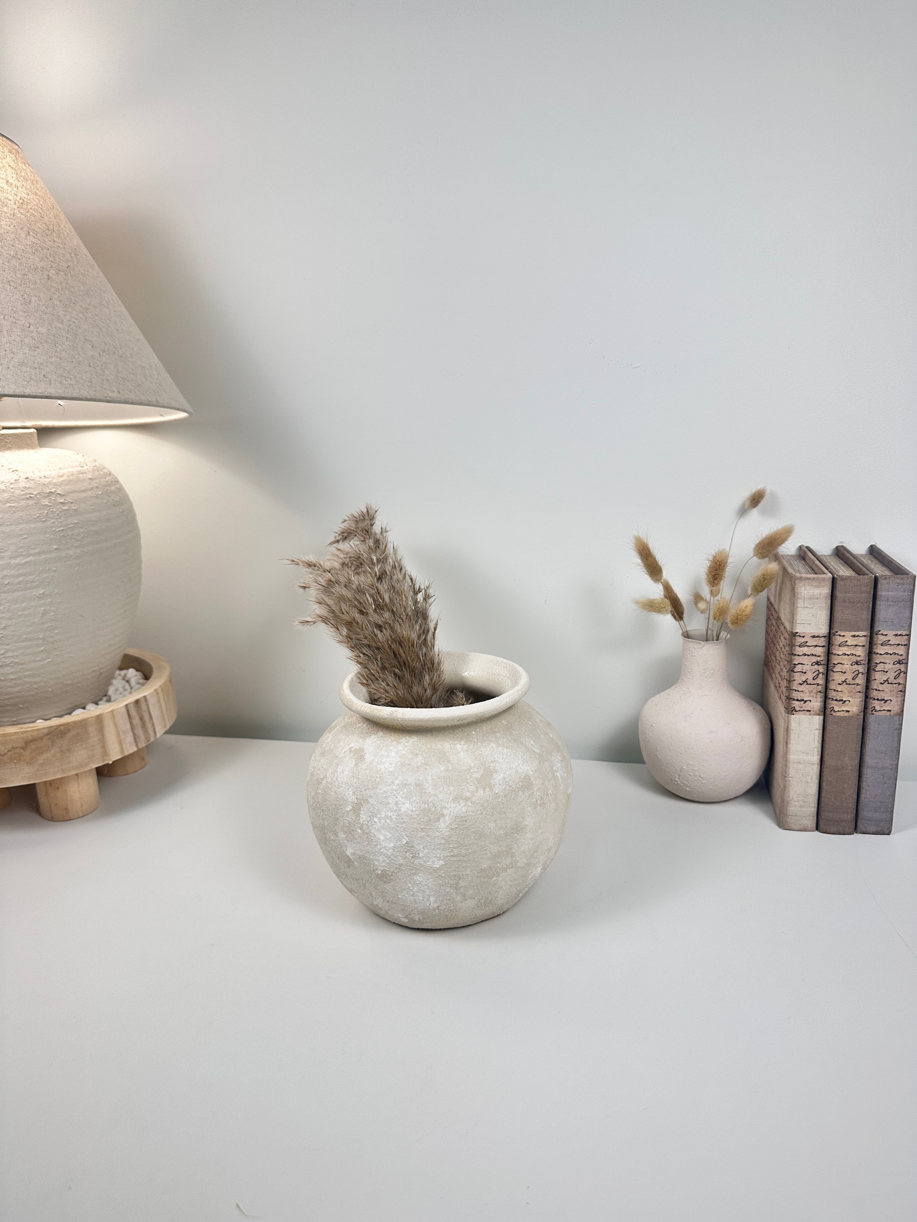 Minimalist Cream washed Vase 6.5" tall (8x8x6.5" dia 3.7")