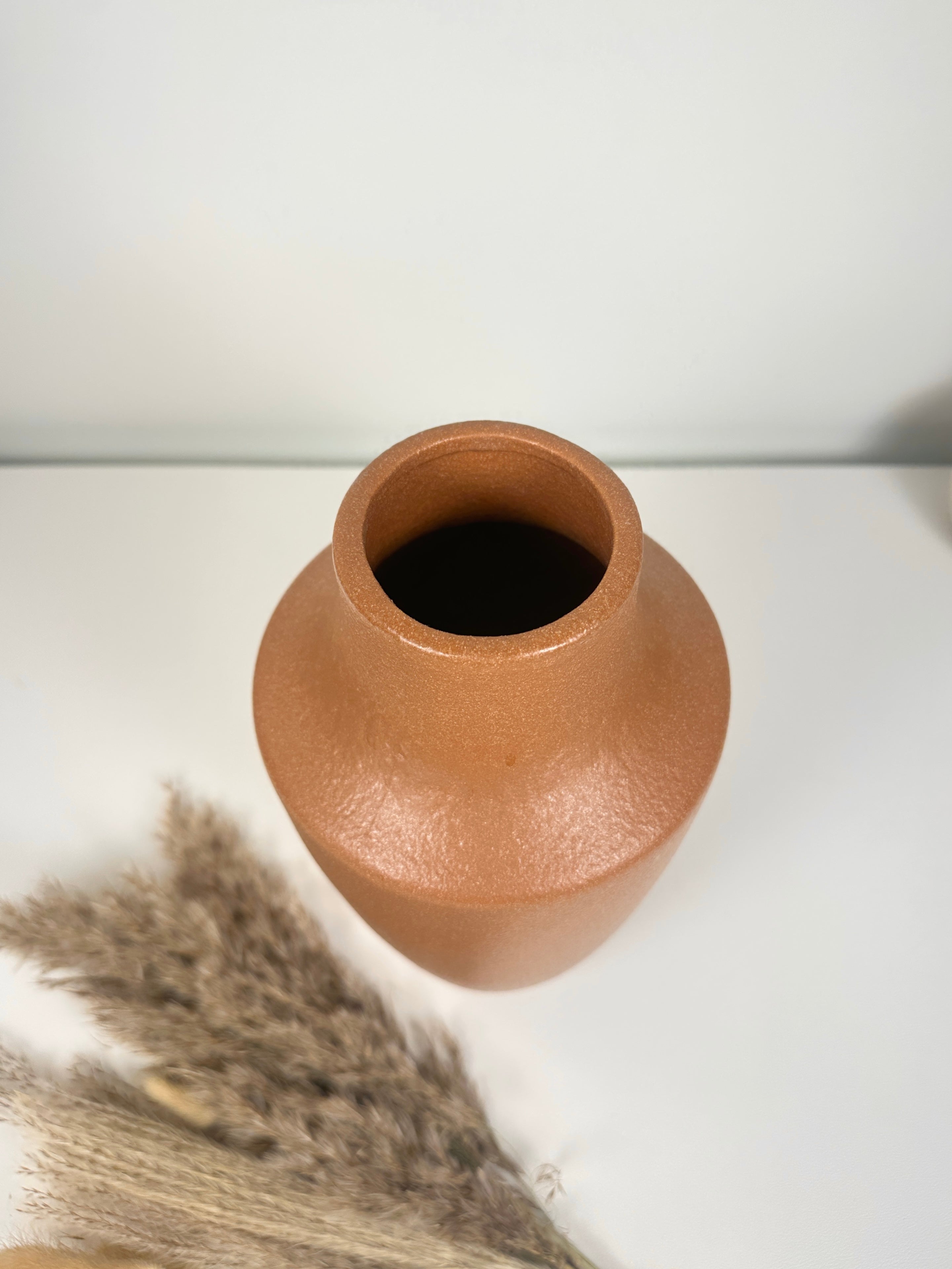 Retro Style Ceramic Brown Vase 11" tall