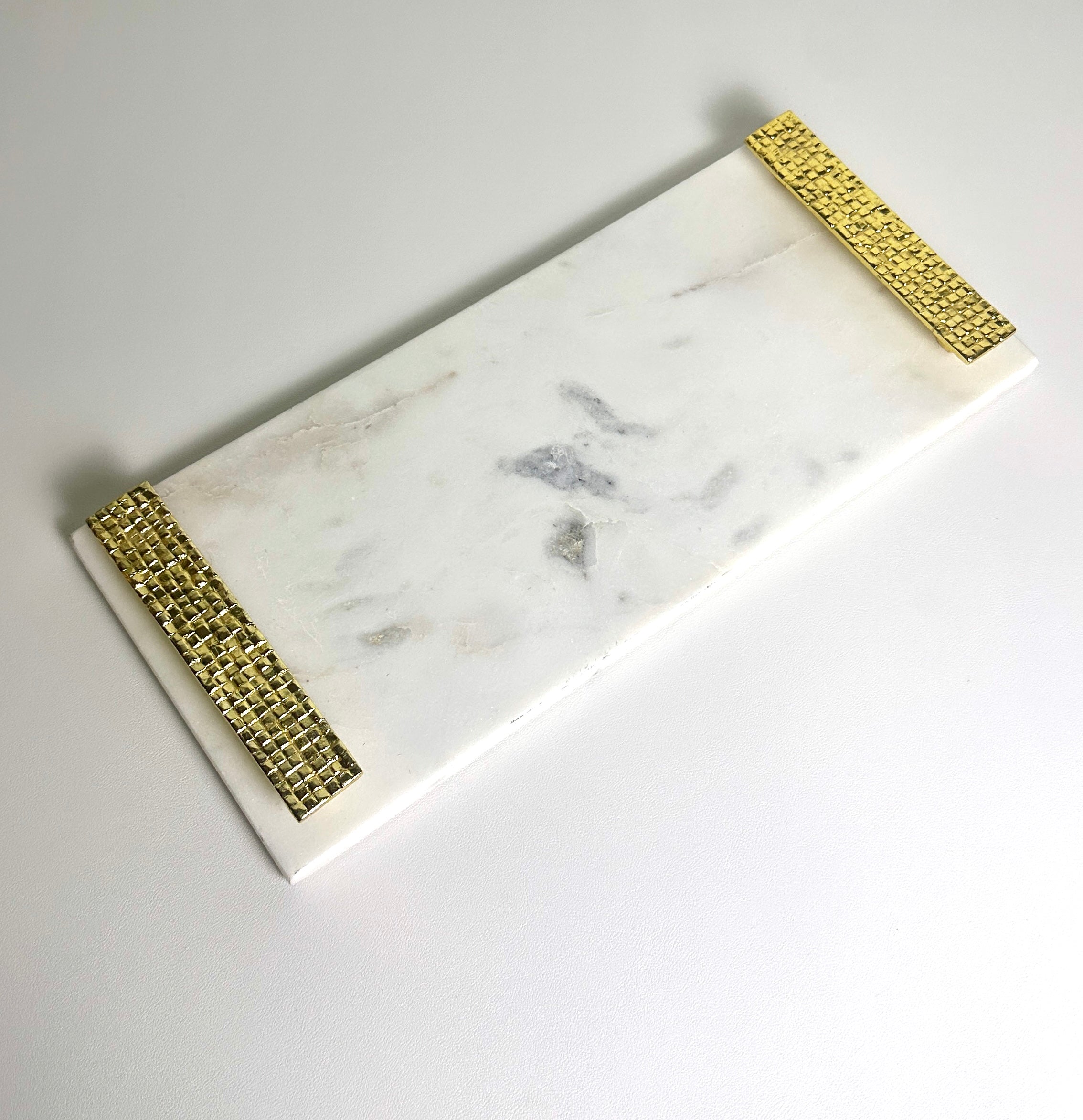 Elegant Marble Tray with Gold Handles 16" length