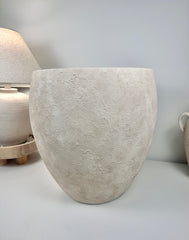 Minimalist Textured Hand-painted Ceramic Planter 16" tall - cream/off-white