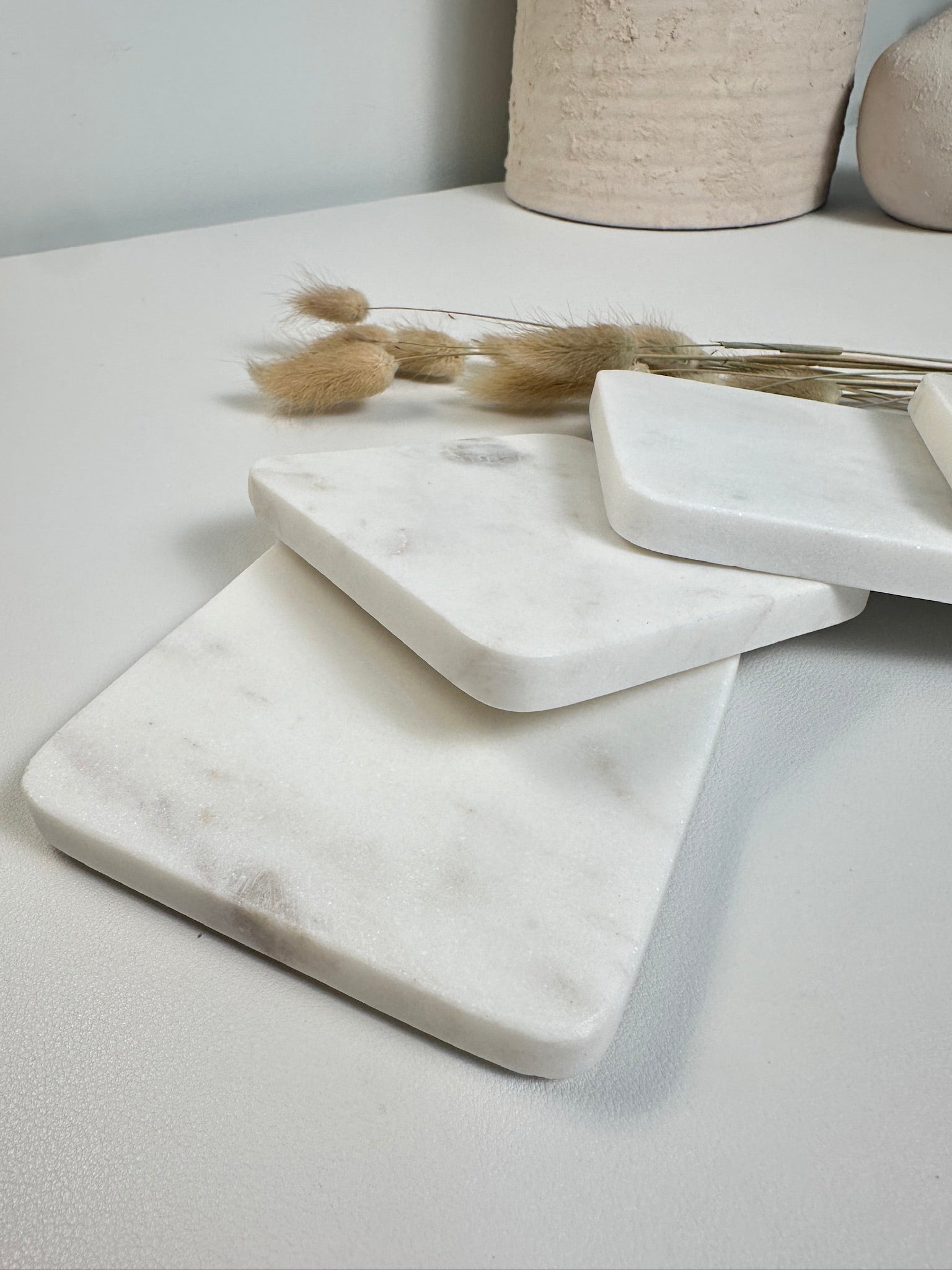 Set of 4 Luxury Marble White Coasters