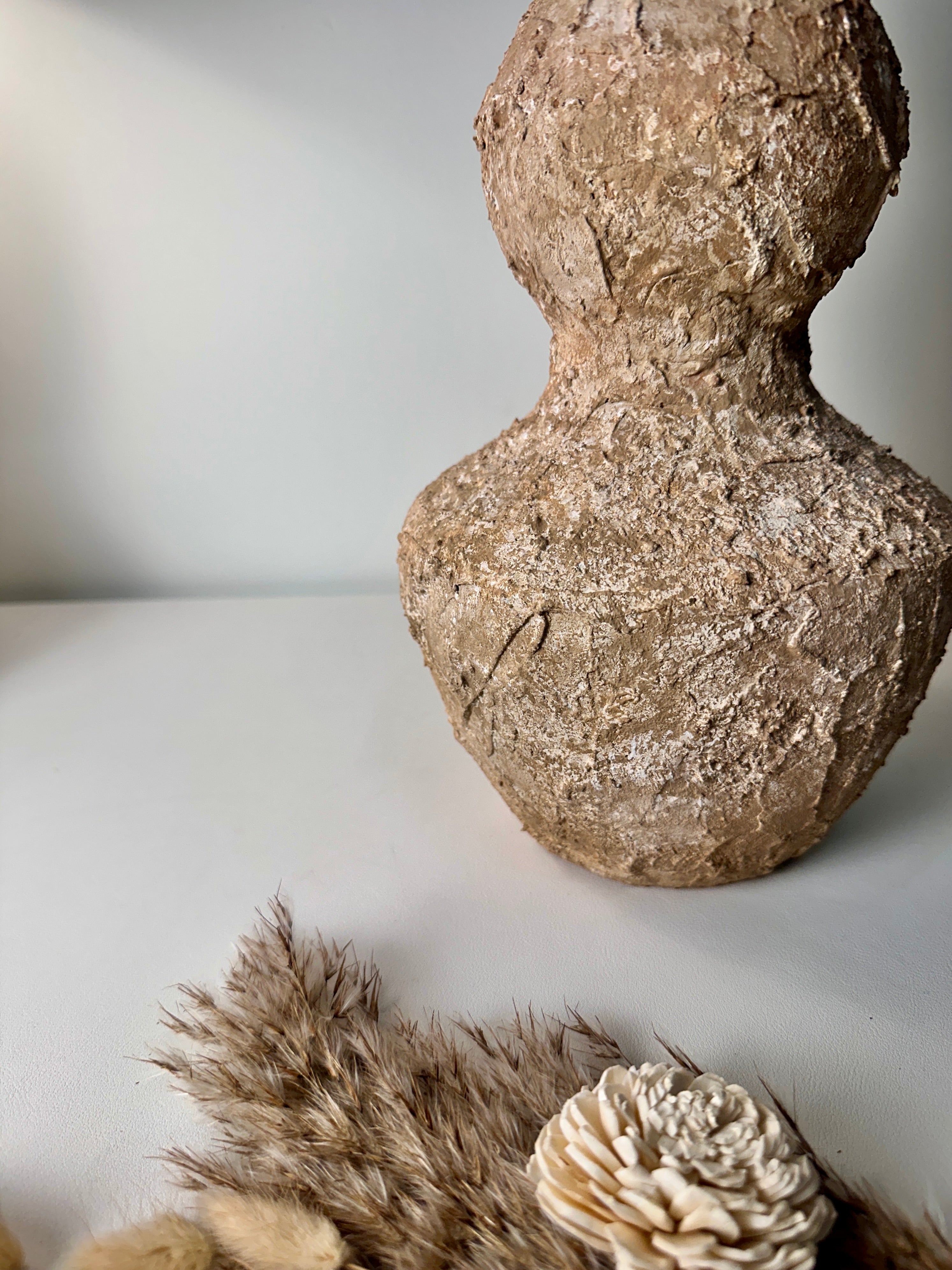 Minimalist Distressed Brown Washed Vase 14"