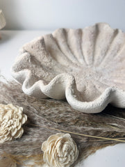 Minimalist Textured Flower Bowl Shape Tray 12x12x3“ - Cream