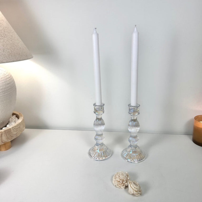 Elegant Iridescent Candle Holder Set of 2 - 10" tall