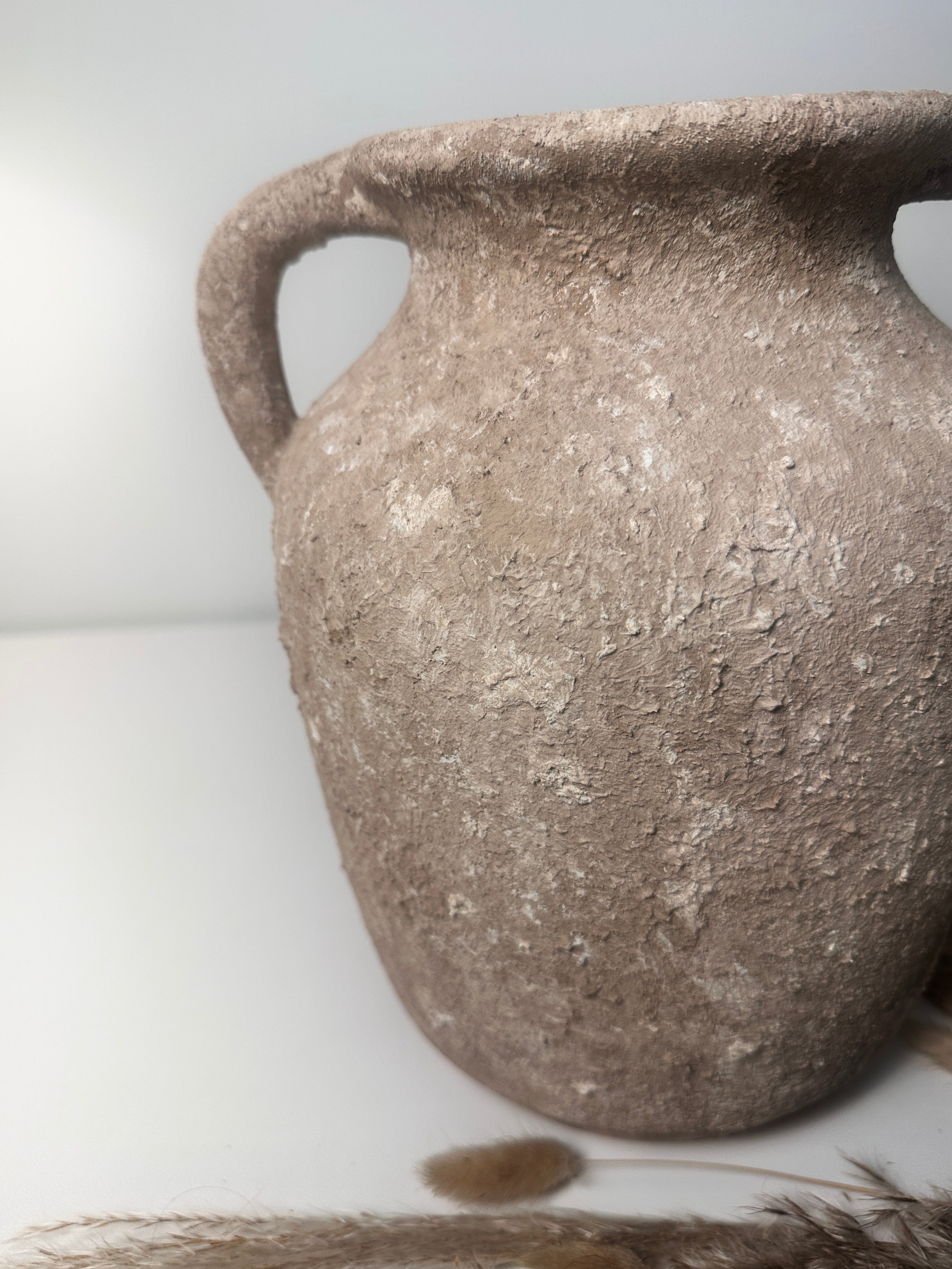 Rustic Minimalist Textured Hand-painted 10.5" tall - Brown wash
