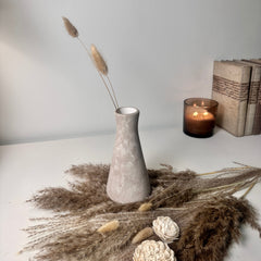 Minimalist rustic hand-painted small Bud vase 7“ tall- Beige wash