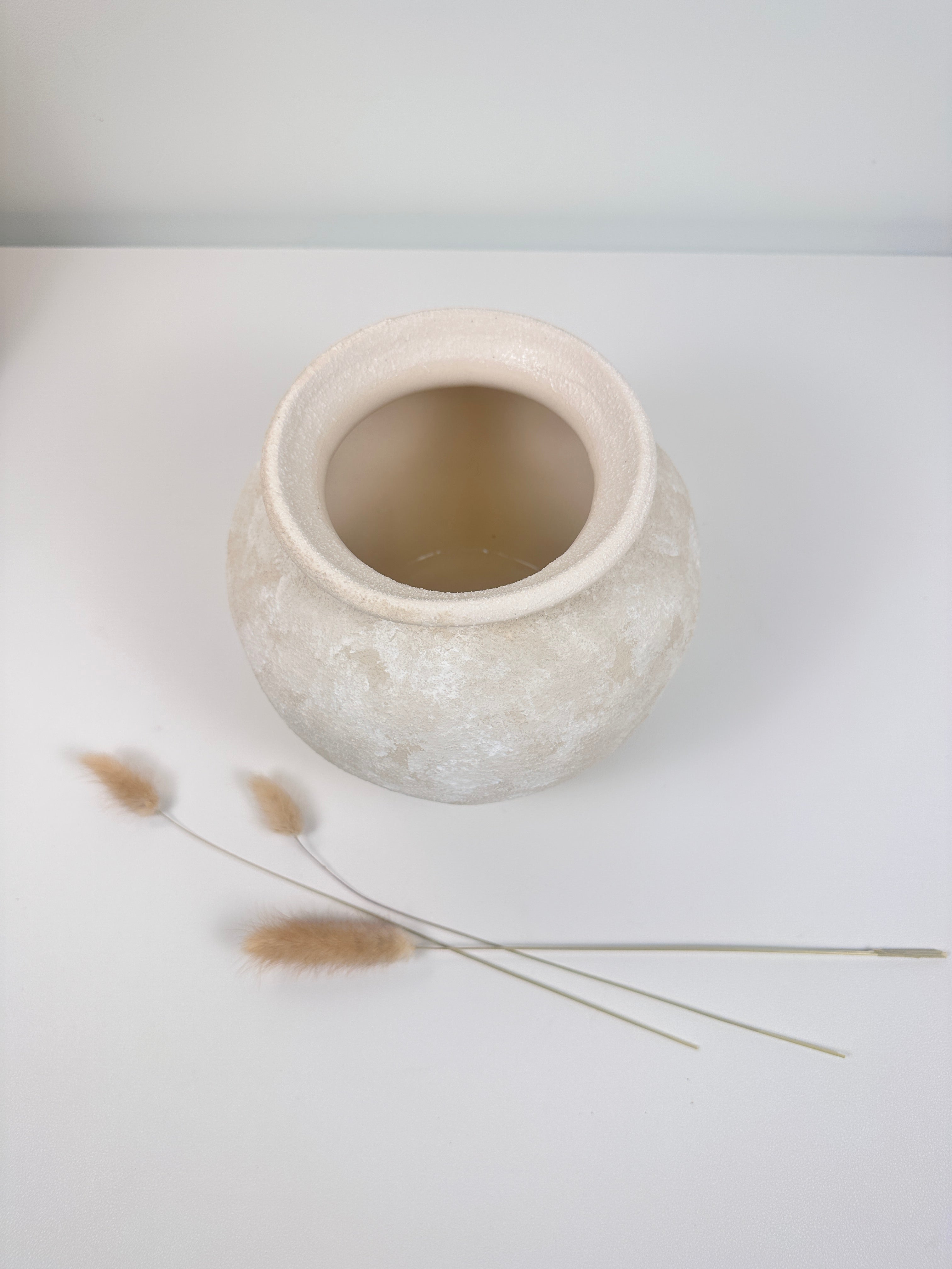 Minimalist Cream washed Vase 6.5" tall (8x8x6.5" dia 3.7")