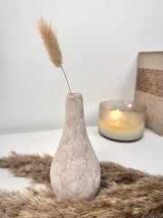 Small Decorative Ceramic Vase 6” tall - Hand-Painted Beige washed