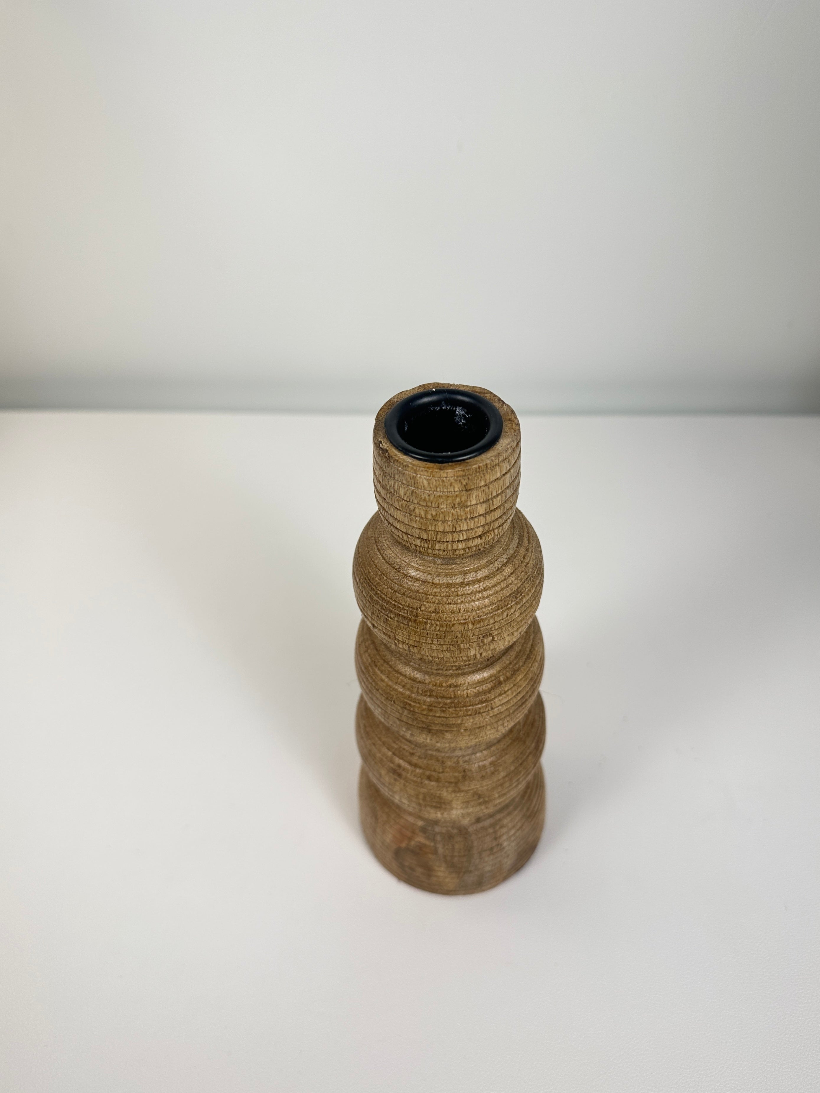 Rustic Wood Candle Holder 8"tall - Brown