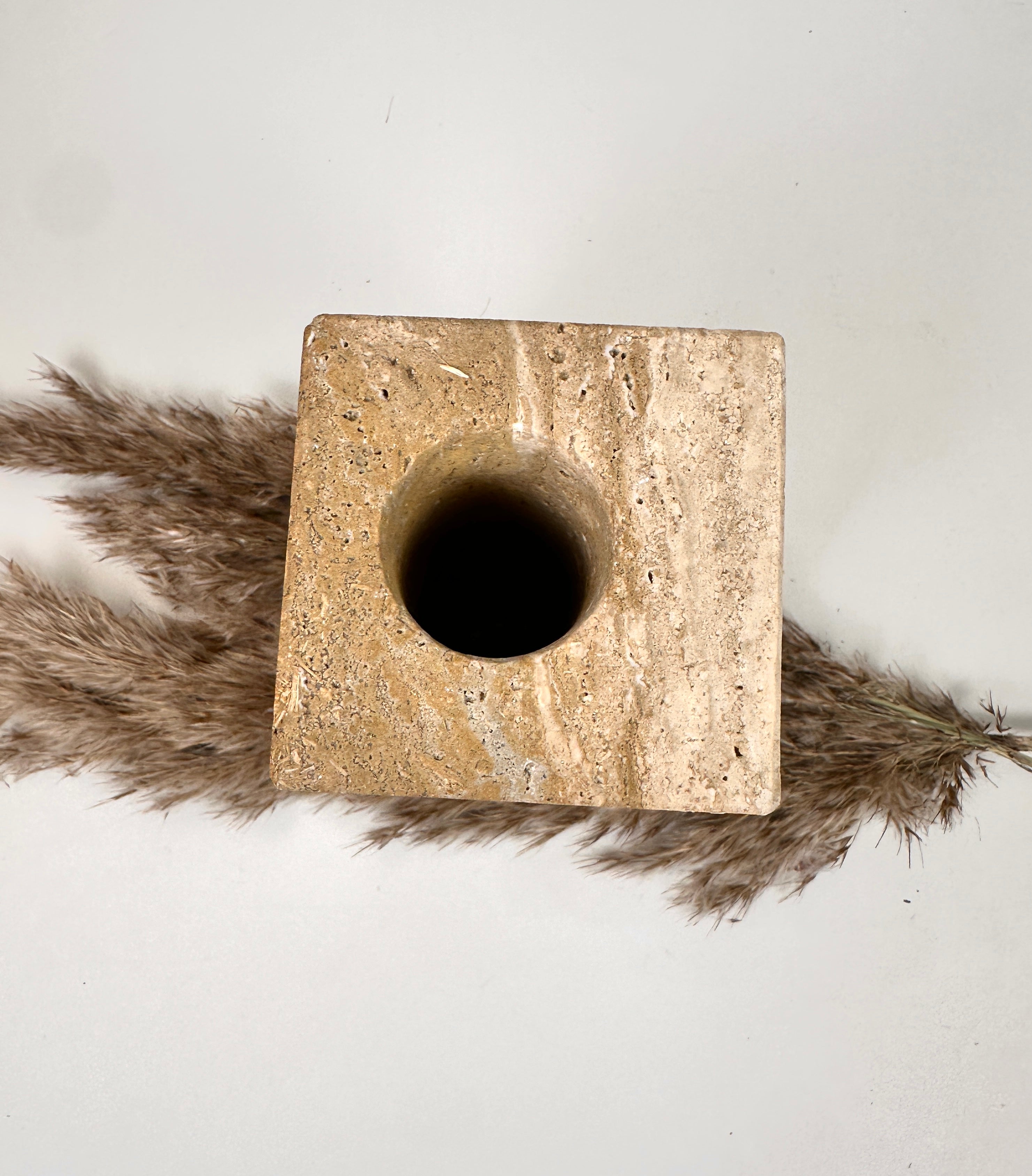 Handcrafted Organic Natural Stone Vase 6“ - Beige & Tan