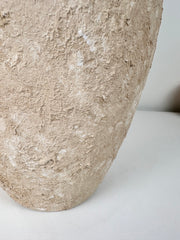 Rustic Minimalist Textured Hand-painted 11.5" tall - Beige Tan washed