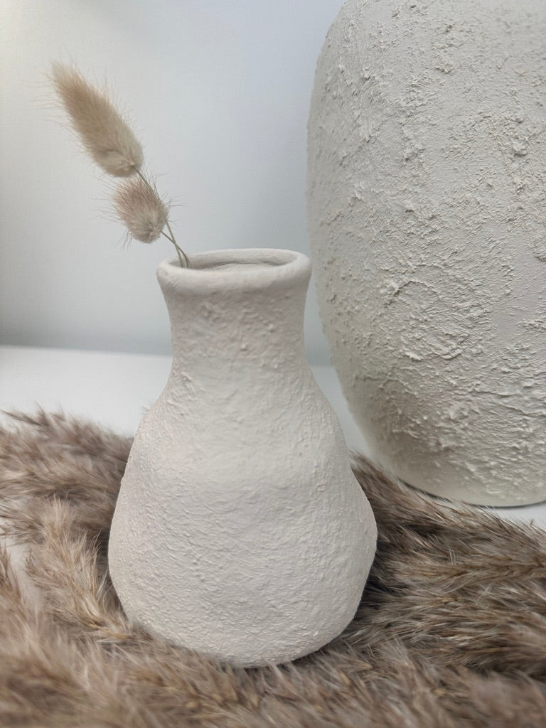 Set of 3 minimalist vases - hand painted and textured - off white
