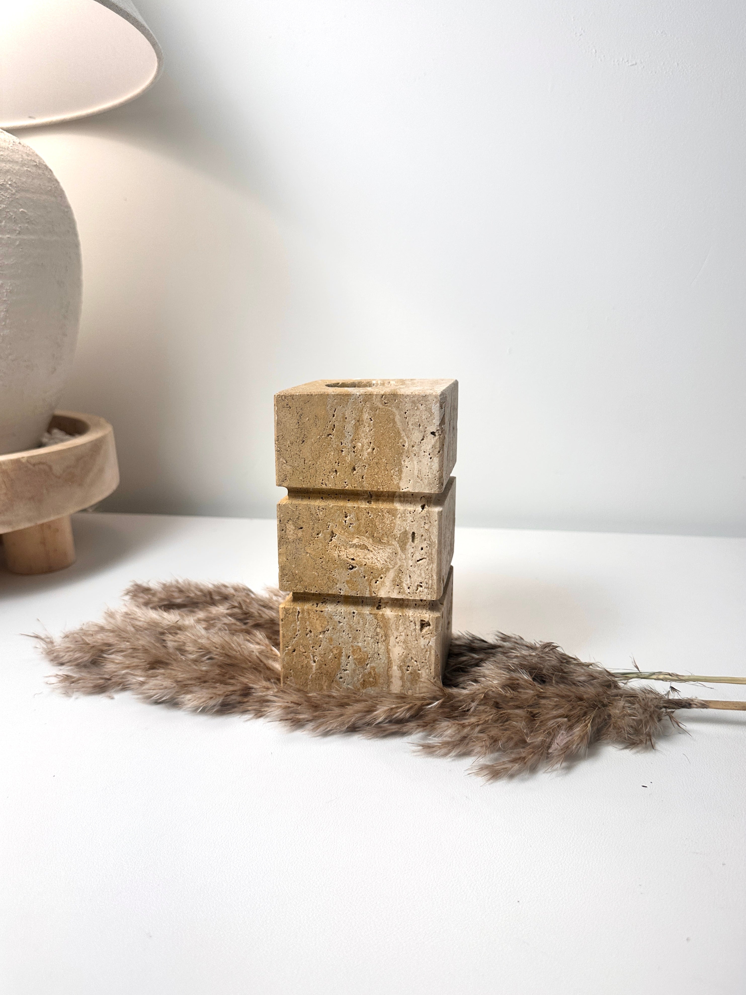 Handcrafted Organic Natural Stone Vase 6“ - Beige & Tan