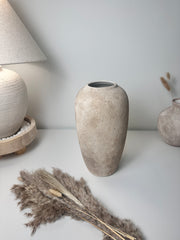 Minimalist Modern Ceramic Vase 12" tall - Hand-Painted light brown beige washed