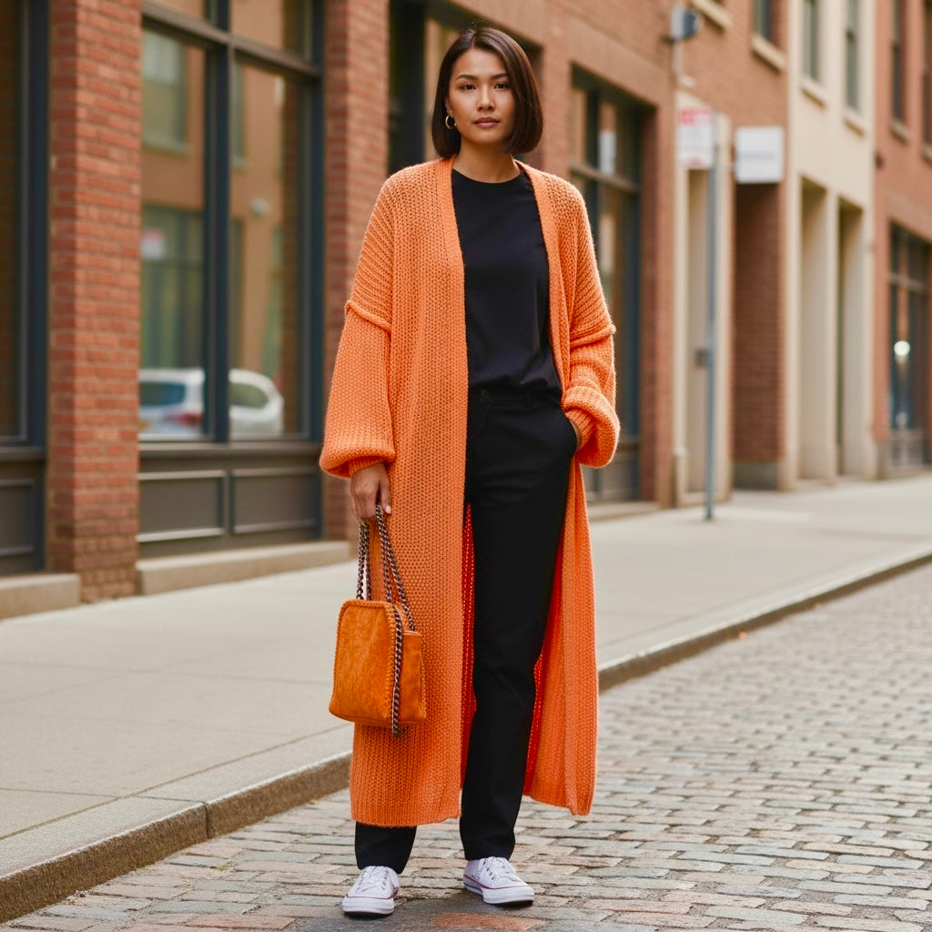 Women's Love Peace Graphic Oversized Cardigan Long Sleeve