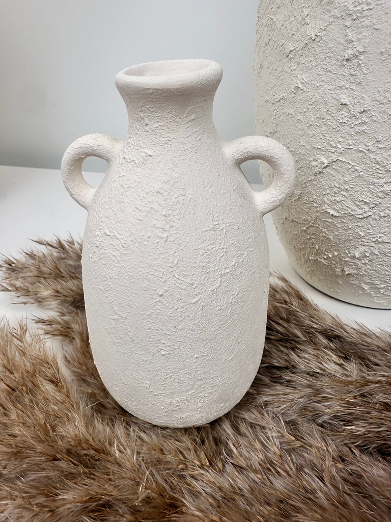 Set of 3 minimalist vases - hand painted and textured - off white