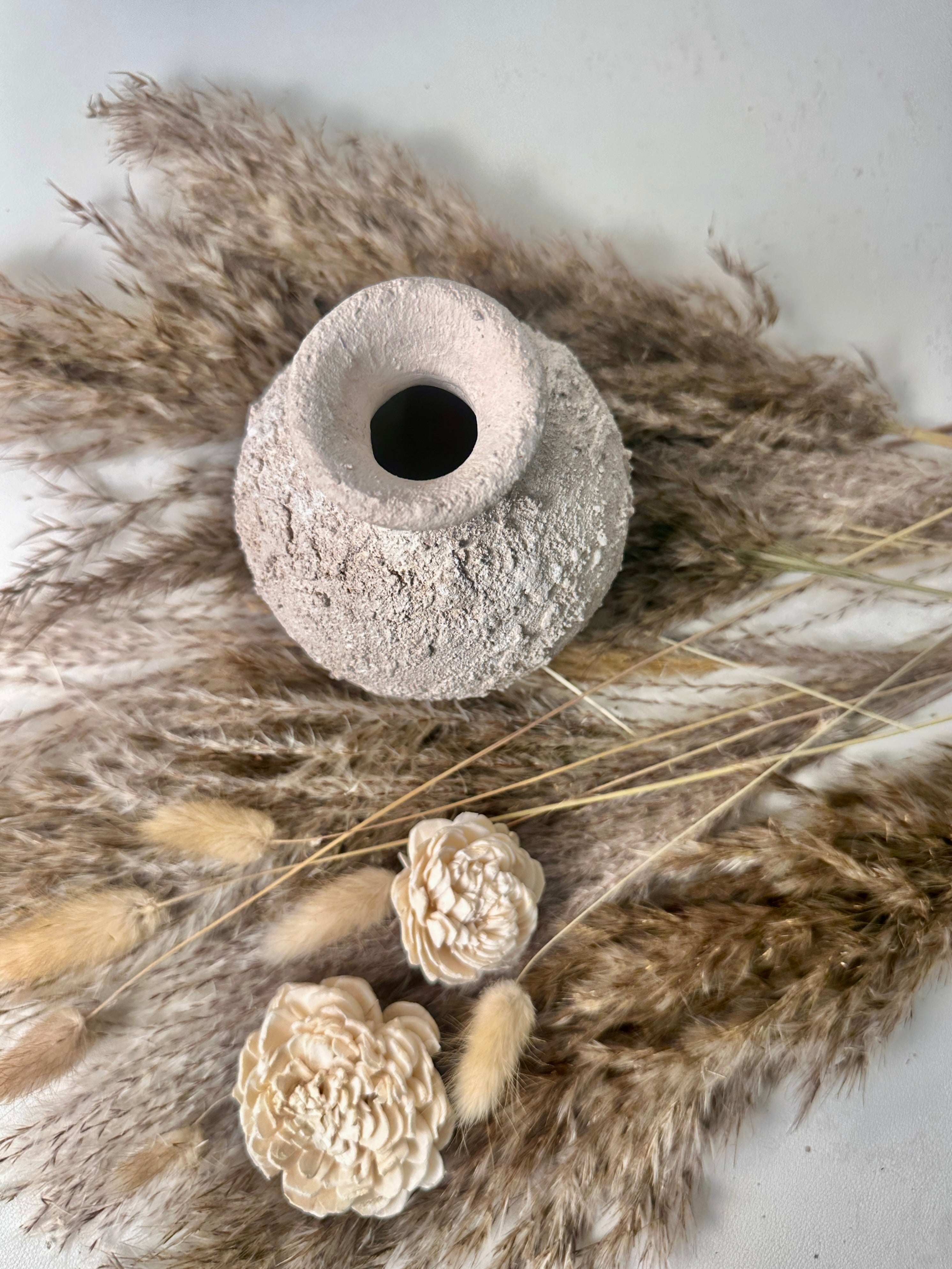 Minimalist rustic hand-painted textured small bud vase 8“ tall- Cream Sand wash